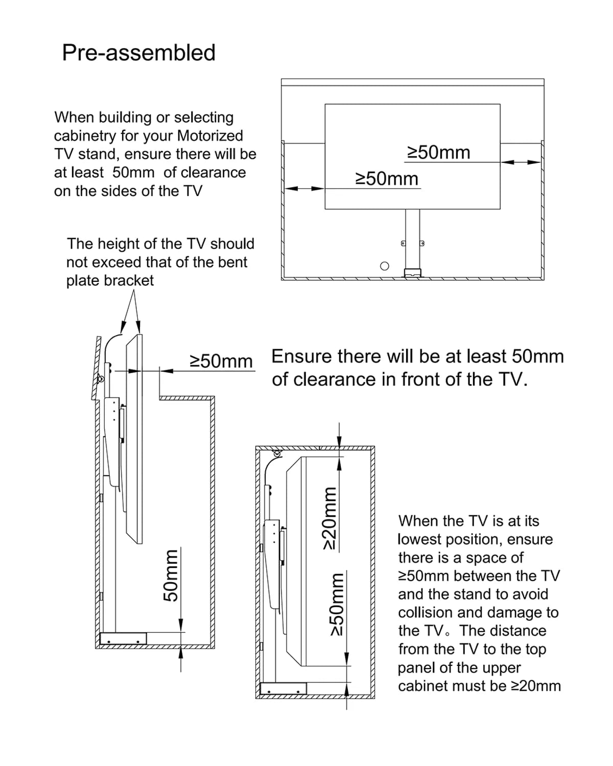 Vertical TV Lift Stand 70"