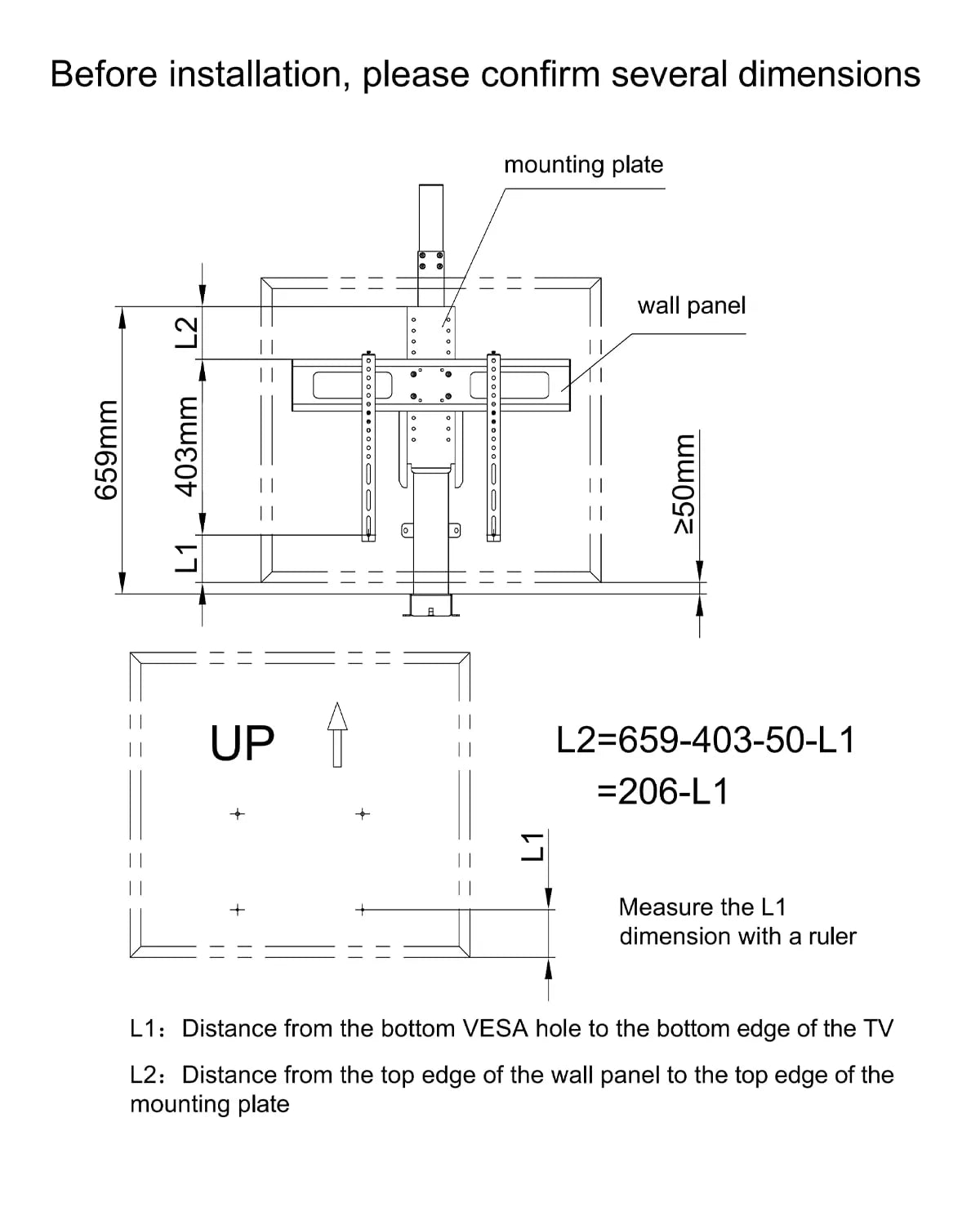 Vertical TV Lift Stand 70"
